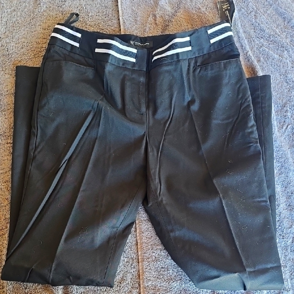 INC International Concepts Black Chinos with Striped Waistband